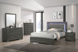 Alison Metallic Gray LED Queen Panel Bed from Furniture of America - Luna Furniture