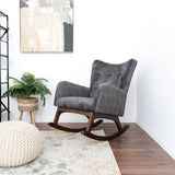 Alistair Grey Linen Solid Wood Rocking Chair from Ashcroft Furniture - Luna Furniture