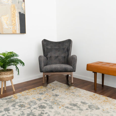 Alistair Grey Linen Solid Wood Rocking Chair from Ashcroft Furniture - Luna Furniture