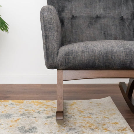 Alistair Grey Linen Solid Wood Rocking Chair from Ashcroft Furniture - Luna Furniture
