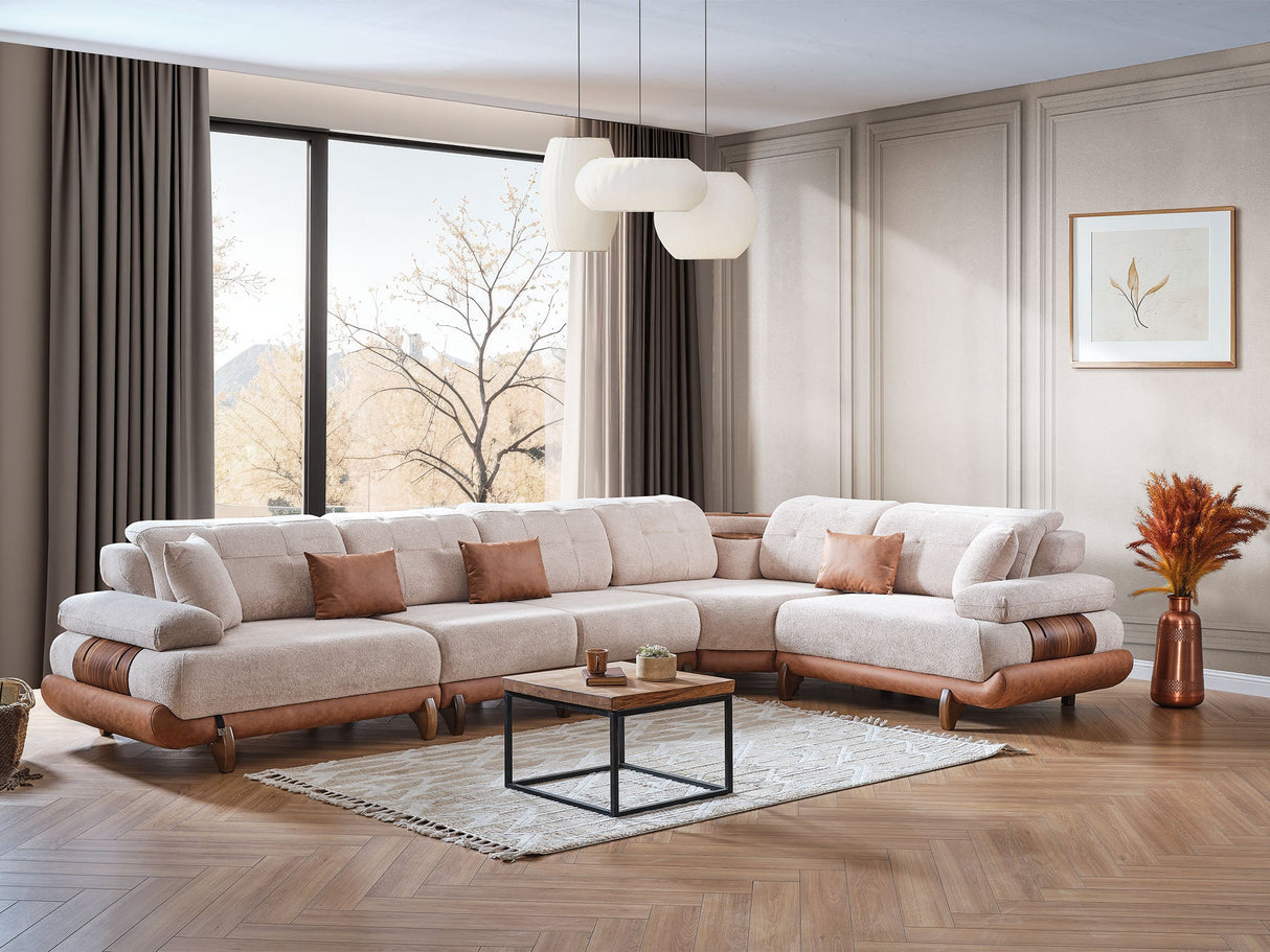 Allegra Cream Modular Sectional from Furnia - Luna Furniture