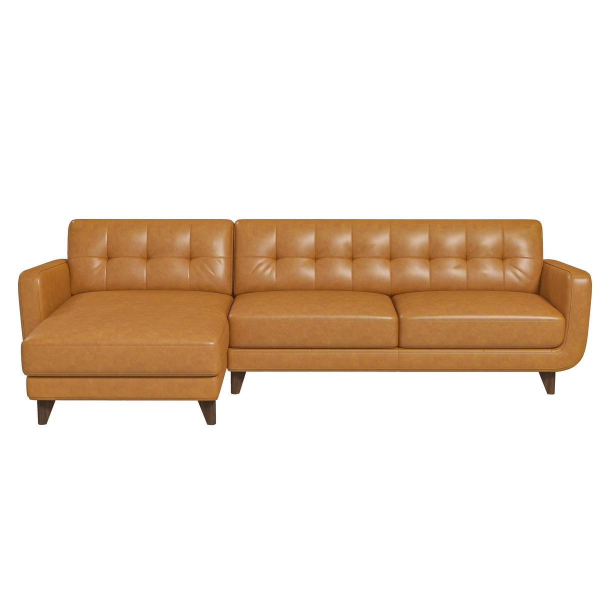 Allison Tan Leather Left-Facing Sectional Sofa from Ashcroft Furniture - Luna Furniture