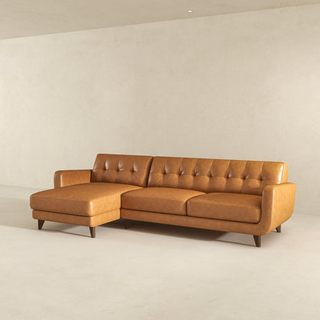 Allison Tan Leather Left-Facing Sectional Sofa from Midinmod - Luna Furniture