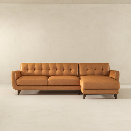 Allison Tan Leather Right-Facing Sectional Sofa from Midinmod - Luna Furniture