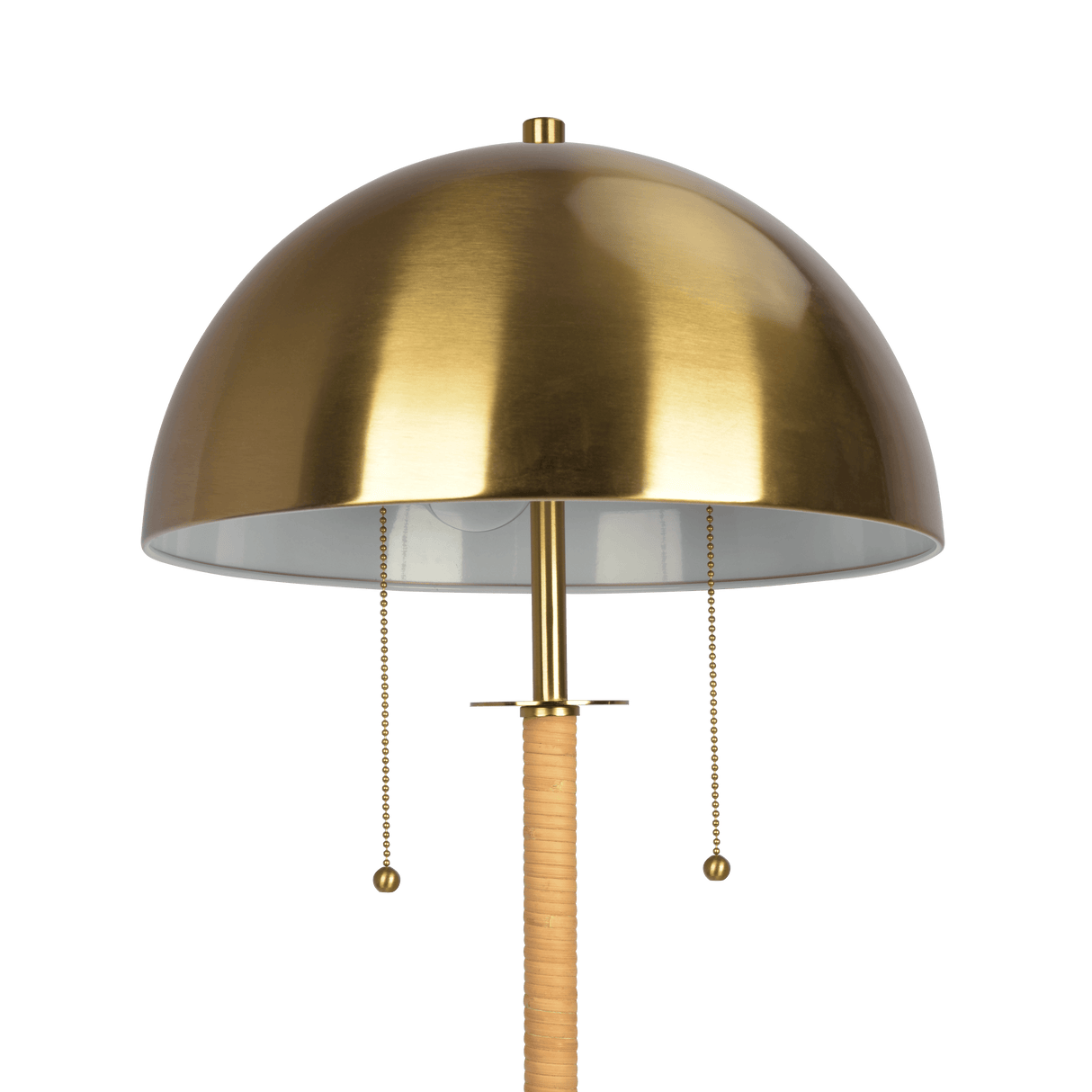 Allure 2-Light Floor Lamp, Gold Brass, Natural Rattan Tube , Double On/Off Pull Chain from Midinmod - Luna Furniture