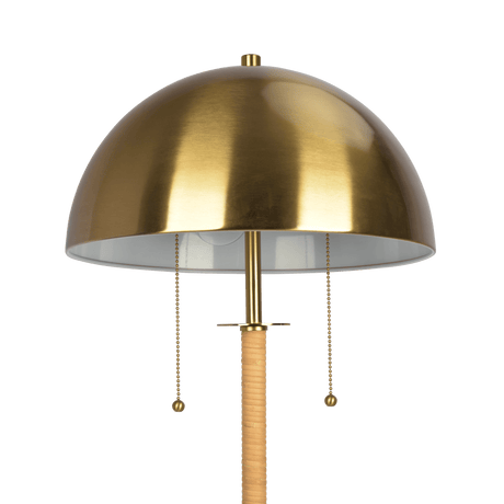 Allure 2-Light Floor Lamp, Gold Brass, Natural Rattan Tube , Double On/Off Pull Chain from Midinmod - Luna Furniture