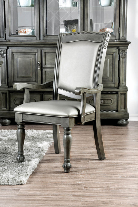 Alpena Gray/Silver Arm Chair from Furniture of America - Luna Furniture