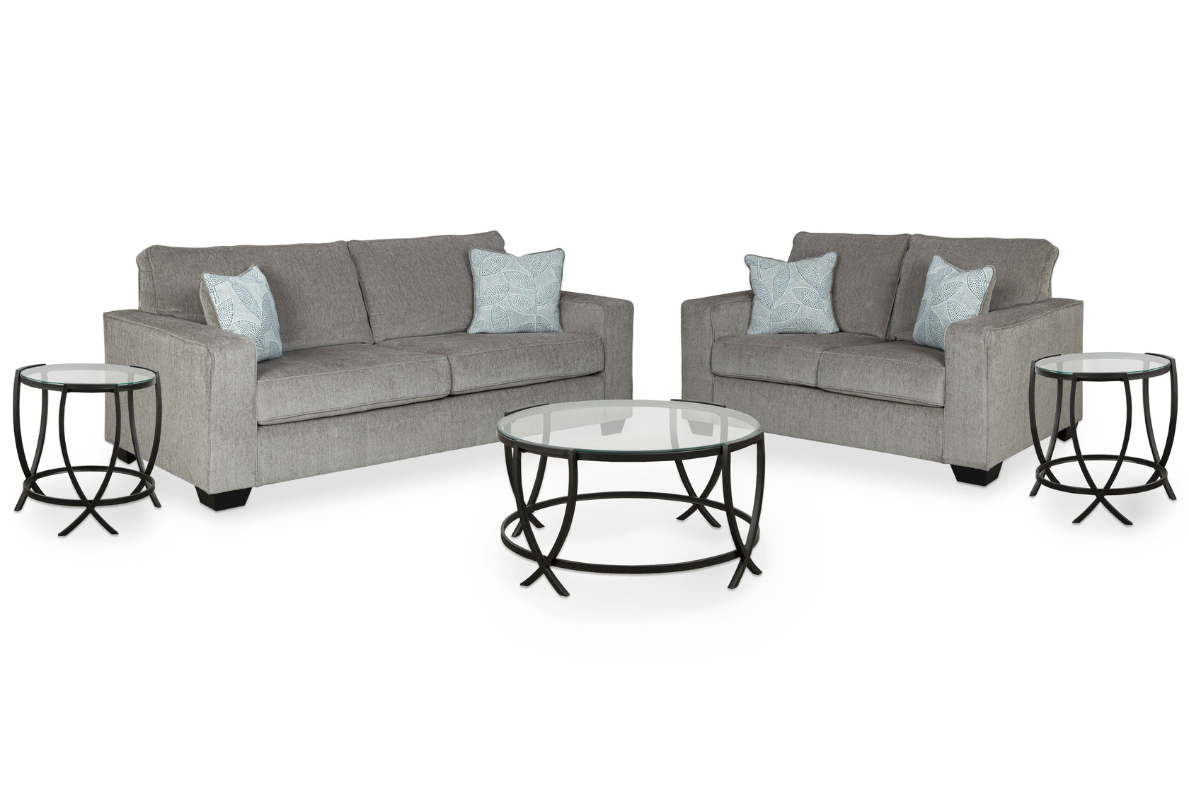 Altari Alloy Sofa and Loveseat with Coffee Table and 2 End Tables from Ashley - Luna Furniture