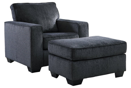 Altari Slate Chair and Ottoman from Ashley - Luna Furniture