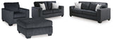 Altari Slate Queen Sofa Sleeper, Loveseat, Chair and Oversized Ottoman from Ashley - Luna Furniture
