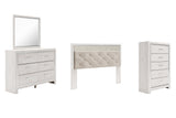 Altyra King Panel Headboard Bed with Mirrored Dresser and Chest in White from Ashley - Luna Furniture