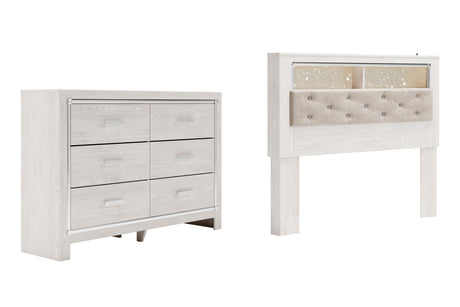 Altyra Queen Bookcase Headboard Bed with Dresser in White from Ashley - Luna Furniture