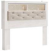 Altyra Queen Bookcase Headboard Bed with Mirrored Dresser in White from Ashley - Luna Furniture