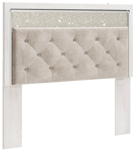 Altyra Queen Panel Headboard Bed with Mirrored Dresser, Chest and Nightstand in White from Ashley - Luna Furniture