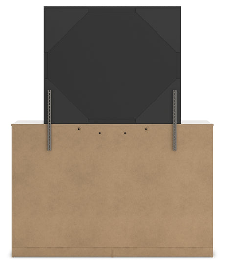 Altyra Queen Upholstered Storage Bed with Mirrored Dresser and Chest in White from Ashley - Luna Furniture