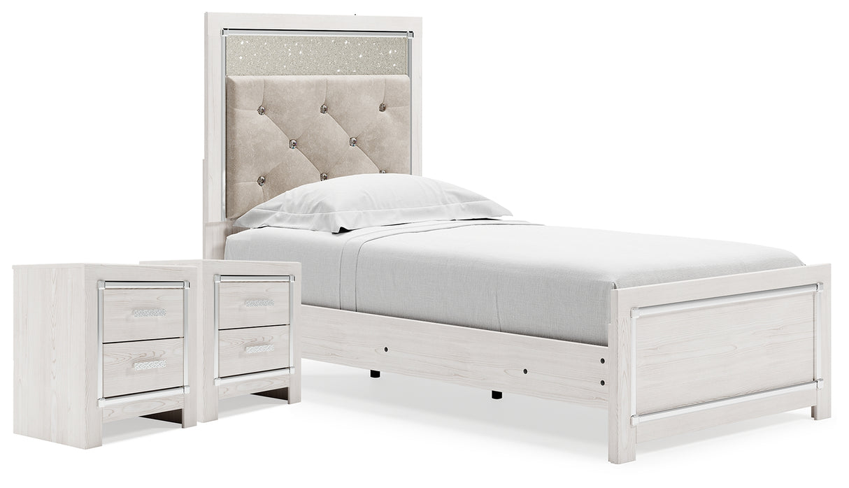 Altyra Twin Upholstered Panel Bed and 2 Nightstands from Ashley - Luna Furniture