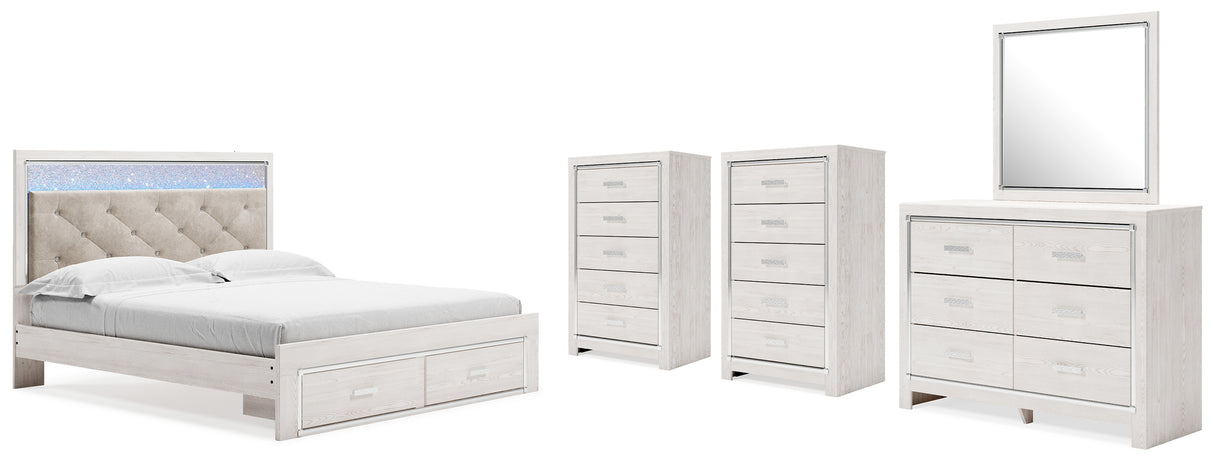 Altyra White King Storage Bed, Dresser, Mirror and 2 Chests from Ashley - Luna Furniture