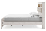 Altyra White King Upholstered LED Bookcase Platform Bed from Ashley - Luna Furniture