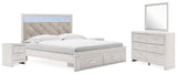 Altyra White King Upholstered Storage Bed, Dresser, Mirror and 2 Nightstands from Ashley - Luna Furniture