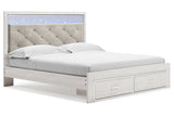 Altyra White King Upholstered Storage Panel Bed from Ashley - Luna Furniture