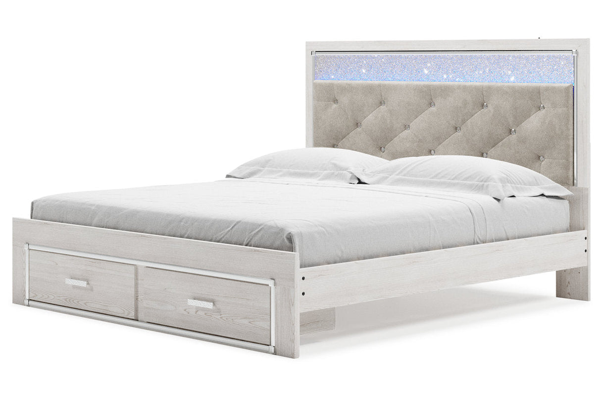 Altyra White King Upholstered Storage Panel Bed from Ashley - Luna Furniture