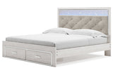 Altyra White King Upholstered Storage Panel Bed from Ashley - Luna Furniture