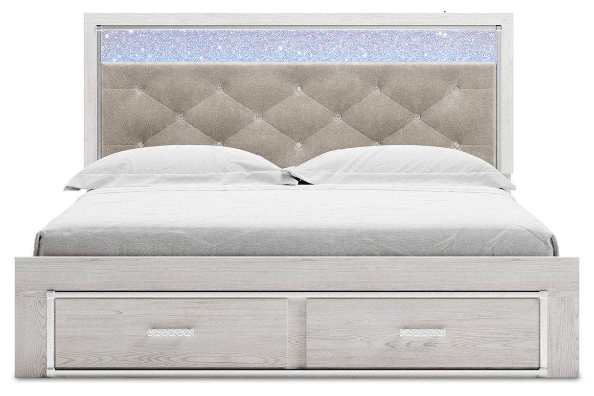 Altyra White King Upholstered Storage Panel Bed from Ashley - Luna Furniture