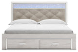 Altyra White King Upholstered Storage Panel Bed from Ashley - Luna Furniture