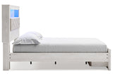 Altyra White Queen Upholstered LED Bookcase Storage Panel Bed from Ashley - Luna Furniture