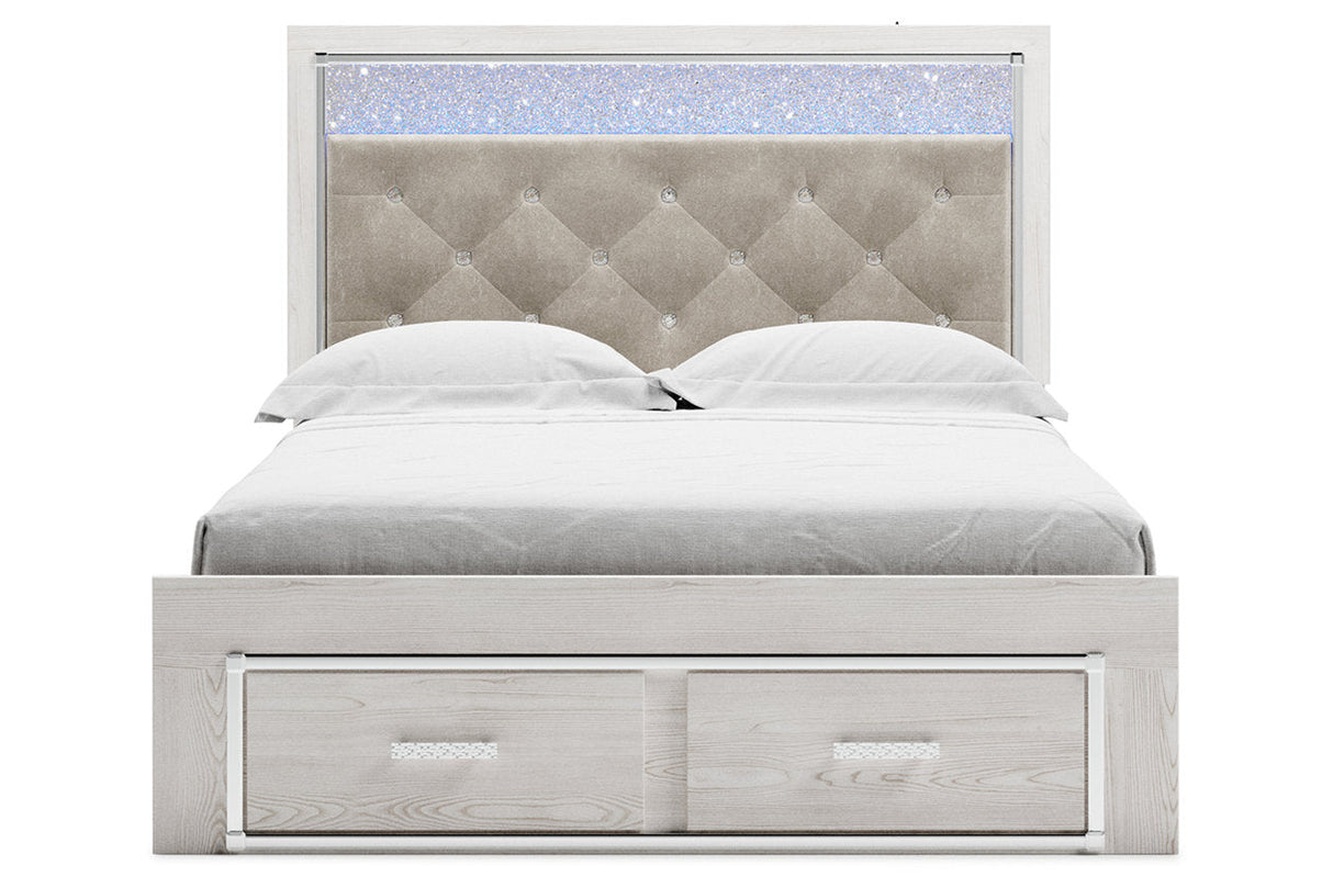 Altyra White Queen Upholstered Storage Panel Bed from Ashley - Luna Furniture