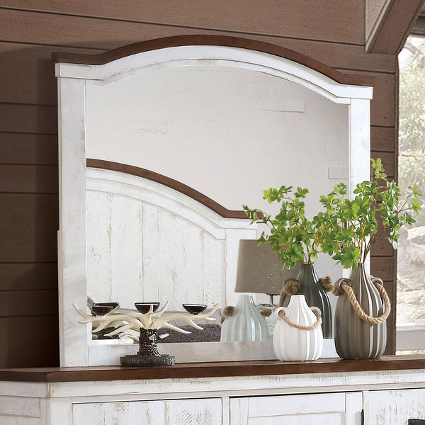 Furniture of America Alyson Distressed White/Walnut Dresser – Luna Furniture