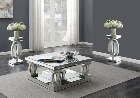 Amalia Silver 3-Piece Mirrored Coffee and End Table Set from Coaster - Luna Furniture