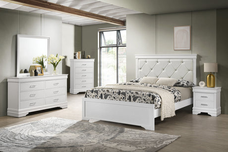 Amalia White Upholstered Panel Bedroom Set from Crown Mark - Luna Furniture