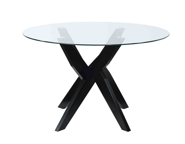 Amalie Black 48 inch Round Glass Top Dining Table