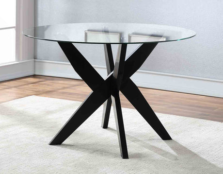 Amalie Black 48 inch Round Glass Top Dining Table from Steve Silver - Luna Furniture