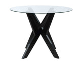 Amalie Black 48 inch Round Glass Top Dining Table from Steve Silver - Luna Furniture