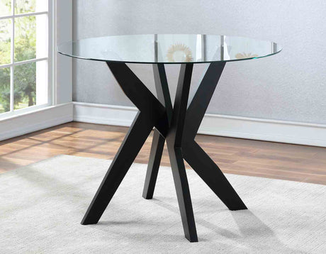 Amalie Black 48 inch Round Glass Top Dining Table from Steve Silver - Luna Furniture