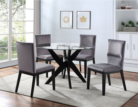 Amalie Side Chair, Grey Velvet, Set of 2 from Steve Silver - Luna Furniture