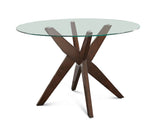 Amalie Walnut 48 inch Round Glass Top Dining Table from Steve Silver - Luna Furniture