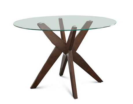 Amalie Walnut 48 inch Round Glass Top Dining Table from Steve Silver - Luna Furniture