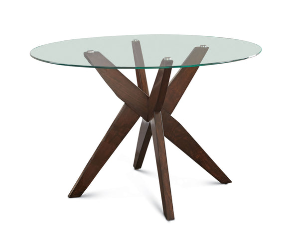 Amalie Walnut 48 inch Round Glass Top Dining Table