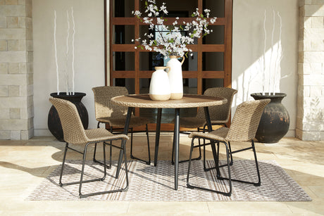 Amaris Brown/Black Outdoor Dining Table with 4 Chairs from Ashley - Luna Furniture