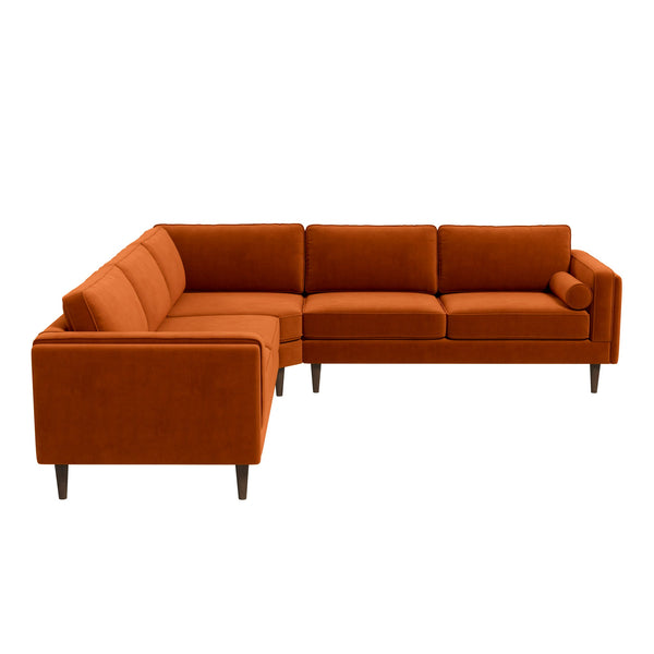 Amber Burnt Orange Velvet Corner Sectional Sofa