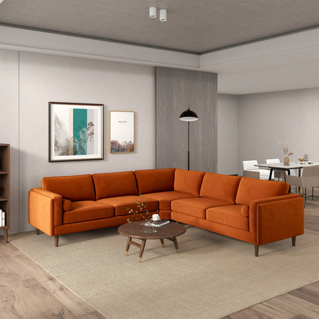 Amber Burnt Orange Velvet Corner Sectional Sofa from Ashcroft Furniture - Luna Furniture