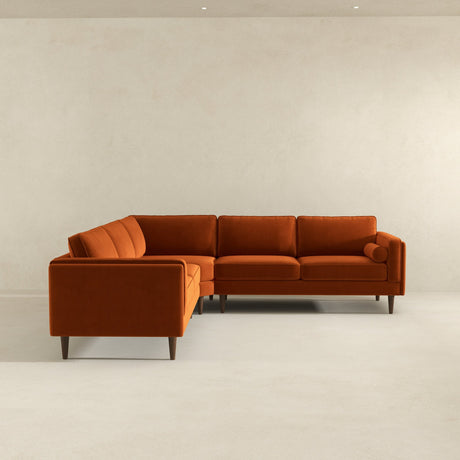 Amber Burnt Orange Velvet Corner Sectional Sofa from Ashcroft Furniture - Luna Furniture