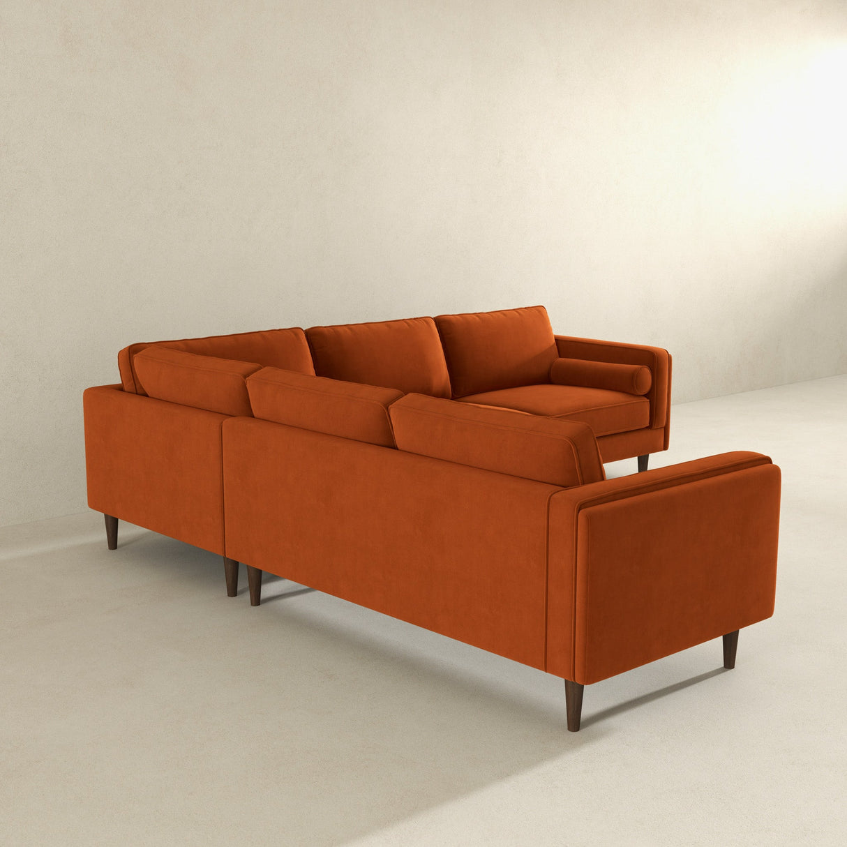 Amber Burnt Orange Velvet Corner Sectional Sofa from Ashcroft Furniture - Luna Furniture
