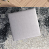 Fordham Light Grey Linen Square Upholstered Ottoman from Ashcroft Furniture - Luna Furniture