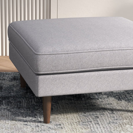 Fordham Light Grey Linen Square Upholstered Ottoman from Ashcroft Furniture - Luna Furniture
