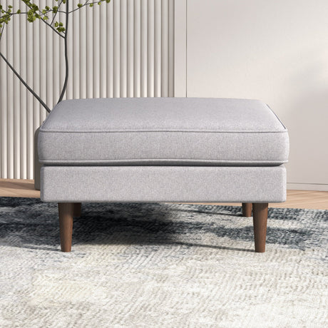 Fordham Light Grey Linen Square Upholstered Ottoman from Ashcroft Furniture - Luna Furniture