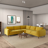 Amber Yellow Velvet Corner Sectional Sofa from Ashcroft Furniture - Luna Furniture